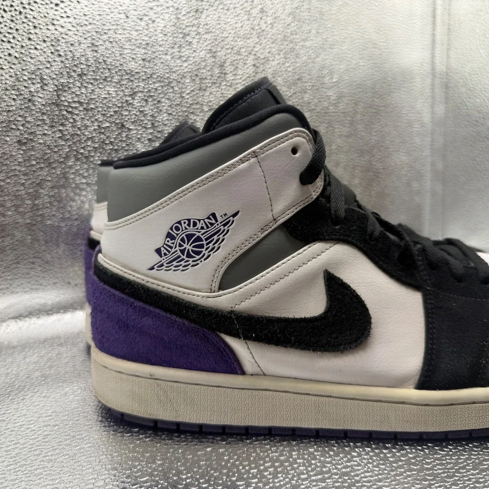 Size 12.5 Jordan 1 Mid SE Union Royal Mens White Black Purple Excellent Suede